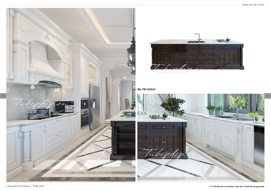 Thiết kế phòng bếp biệt thự tân cổ điển